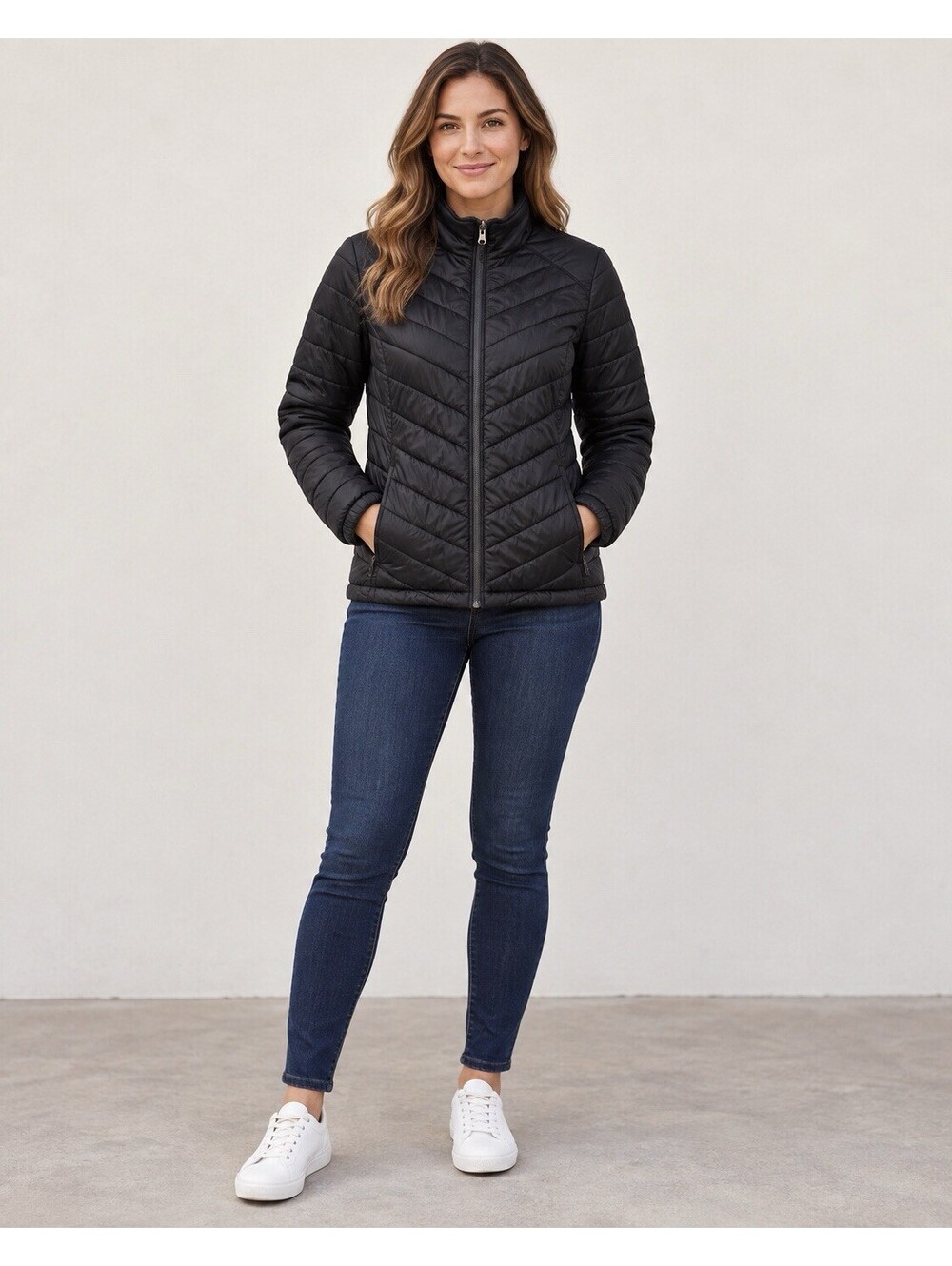 Free Country Womens Small Black Lightweight Quilted Puffer Jacket Winter Coat